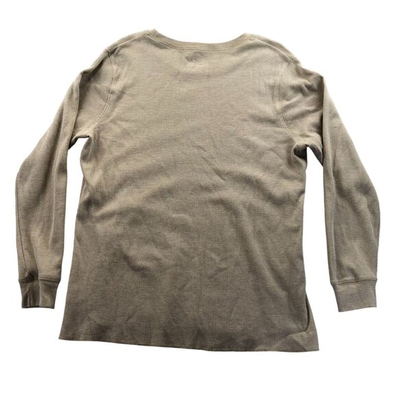 Natural Reflections Mens T-Shirt XXL Beige Tan Waffle Knit Long Sleeve Thermal - Picture 2 of 9